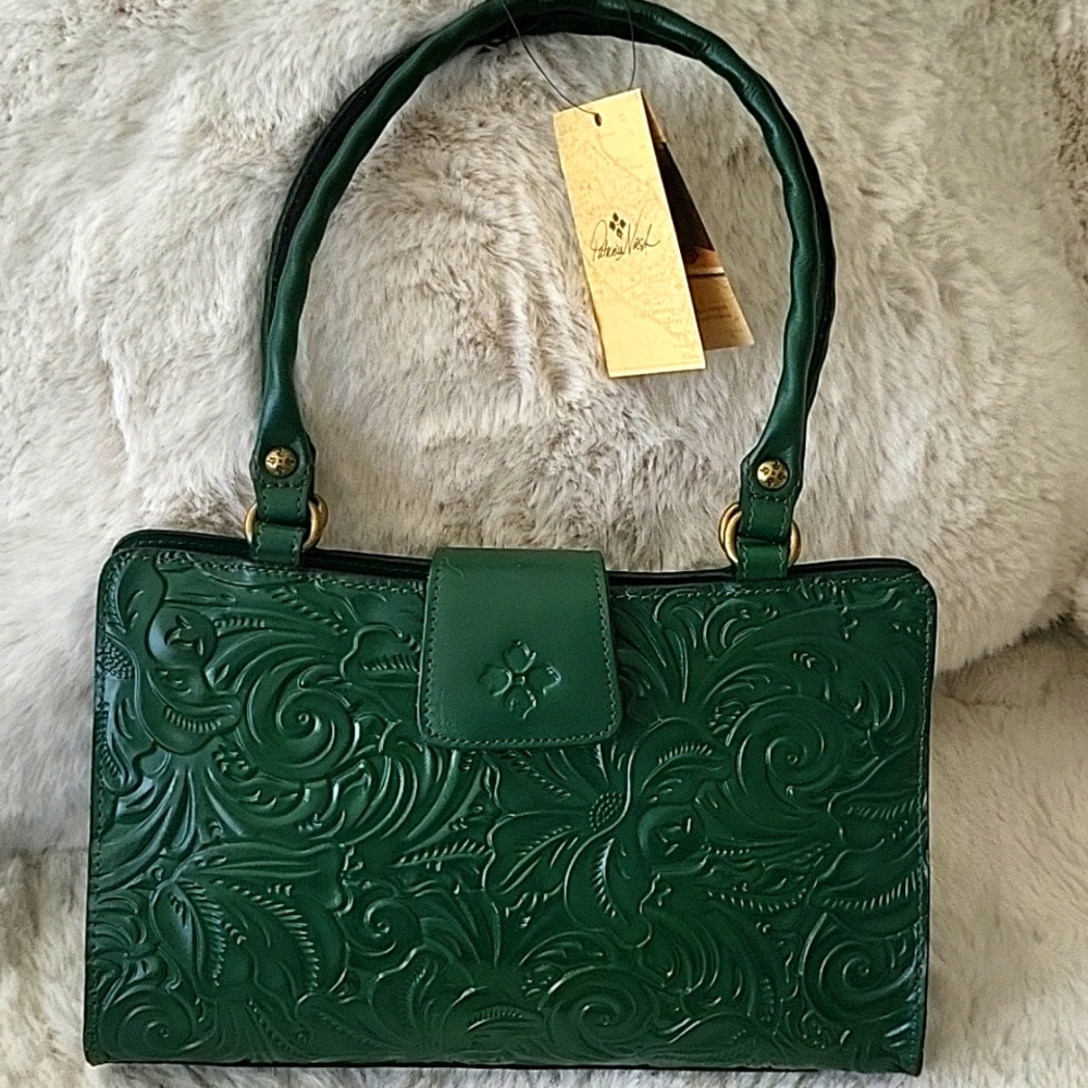 New Elegant Green Embossed Handbag